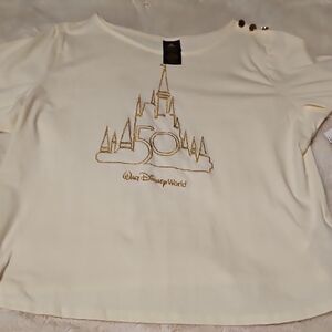 Official Disney 50th Anniversary Shirt with Gold Castle Design